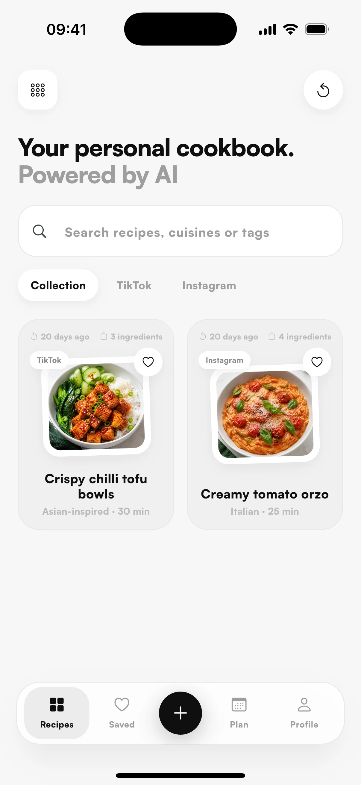 YumMemo personal cookbook with saved recipes