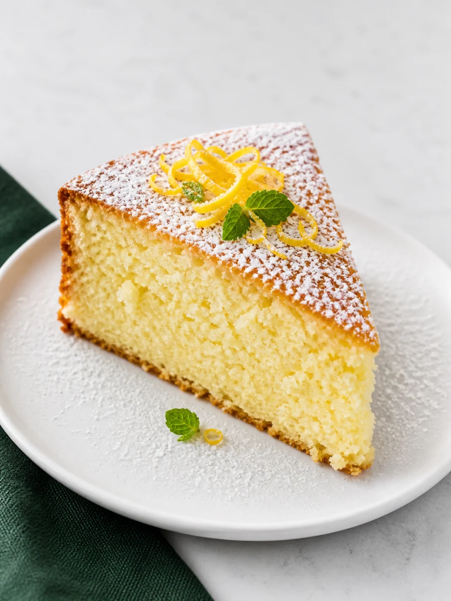 A slice of lemon ricotta cake